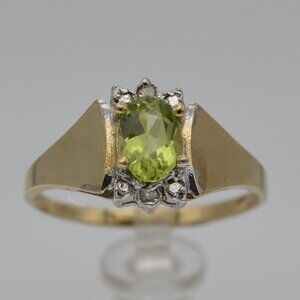 Peridot & Diamond Cluster in 10K Yellow Gold